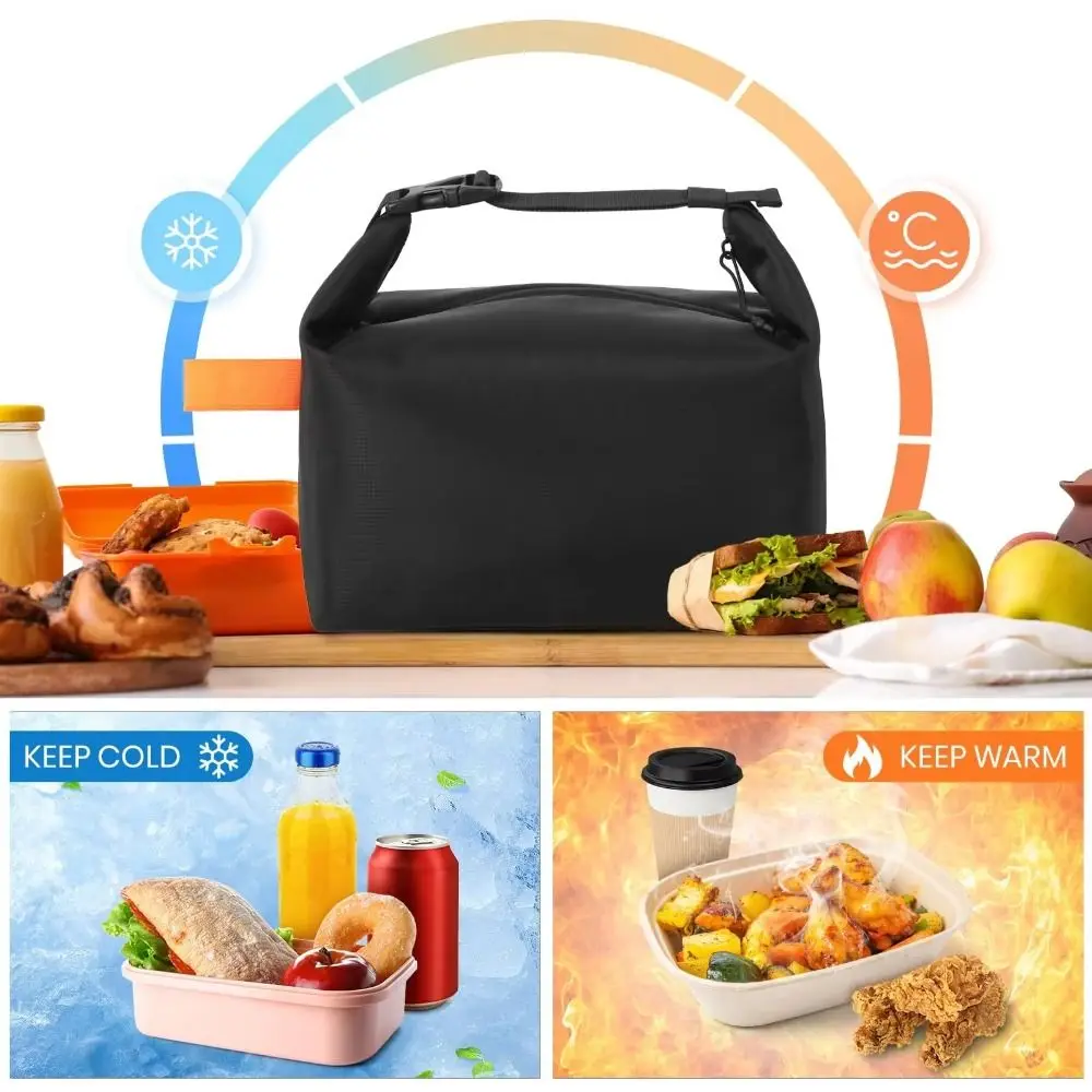 Handheld Foldable Insulated Bag Office Worker Large Capacity Lunch Bag Waterproof Student Lunch Handbag Camping