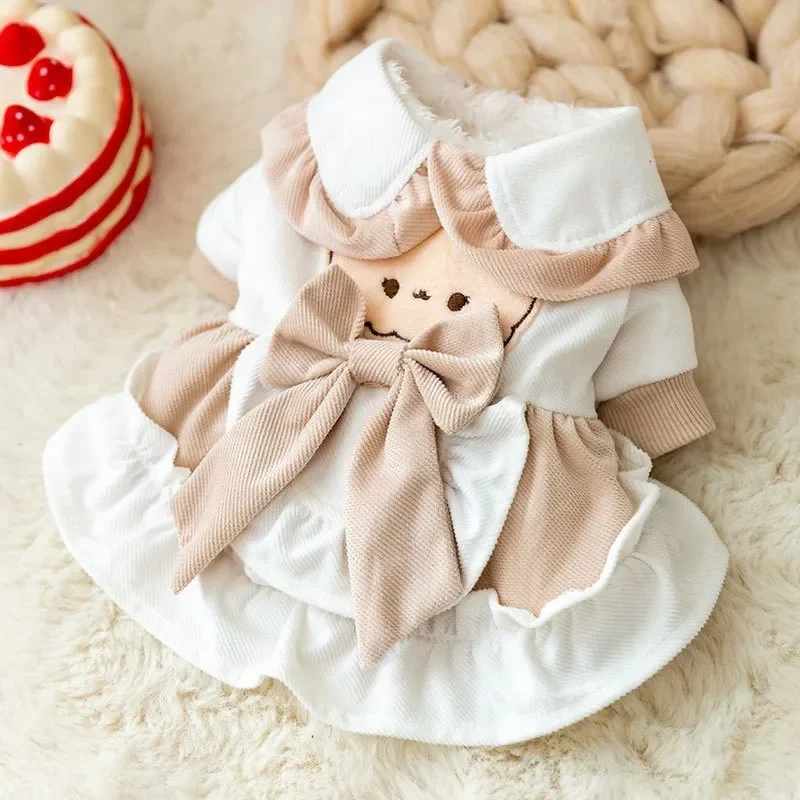 

Puppy Princess Dress Autumn Winter Cute Cartoon Skirt Pet Fashion Desinger Shirt Small Dog Poodle Maltese Yorkie Sweet Clothes