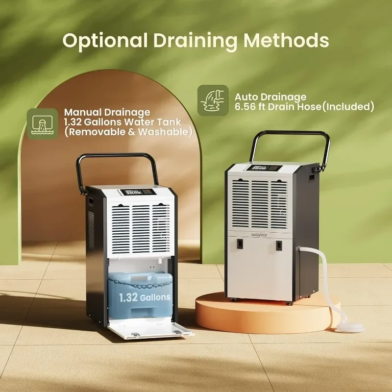 Waykar 155 Pints Large Commercial Dehumidifier with Drain Hose, Industrial Dehumidifier in Large Space up to 8000 Sq. Ft