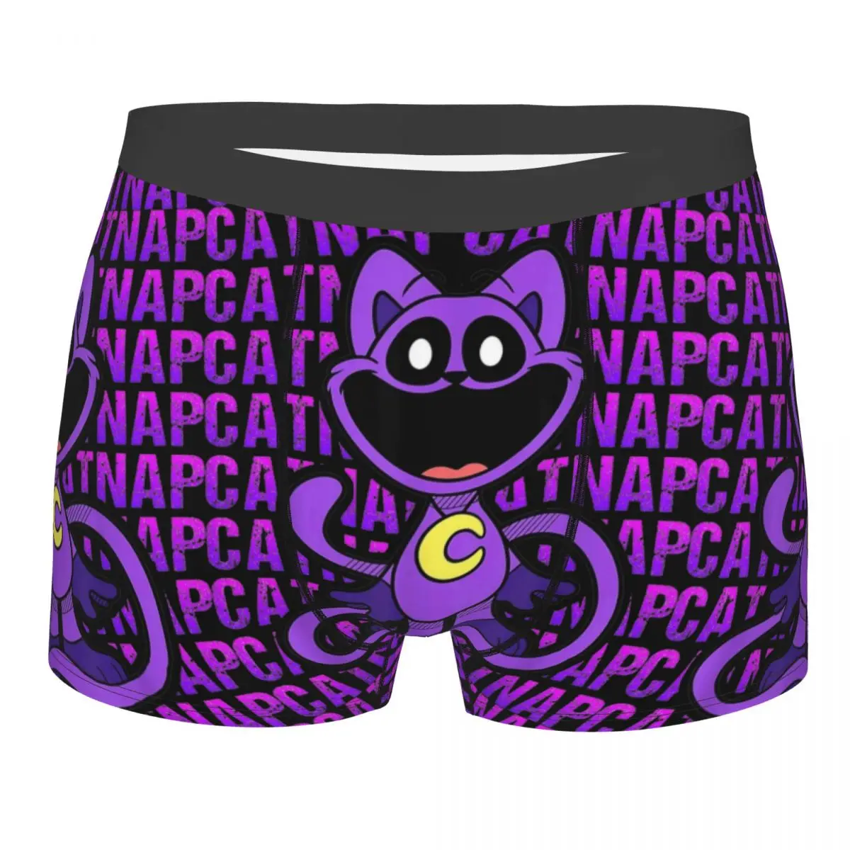 Men's Smiling Critters Catnap Underwear Funny Cartoon Novelty Boxer Briefs Shorts Panties Male Breathable Underpants Plus Size