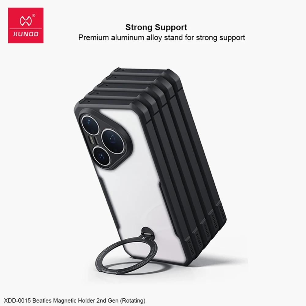 XUNDD Case For Huawei Pura 90 Pro Max Magnetic Clear Cover Shockproof Airbag Anti Drop Camera Protection Ring Stand PC TPU Phone