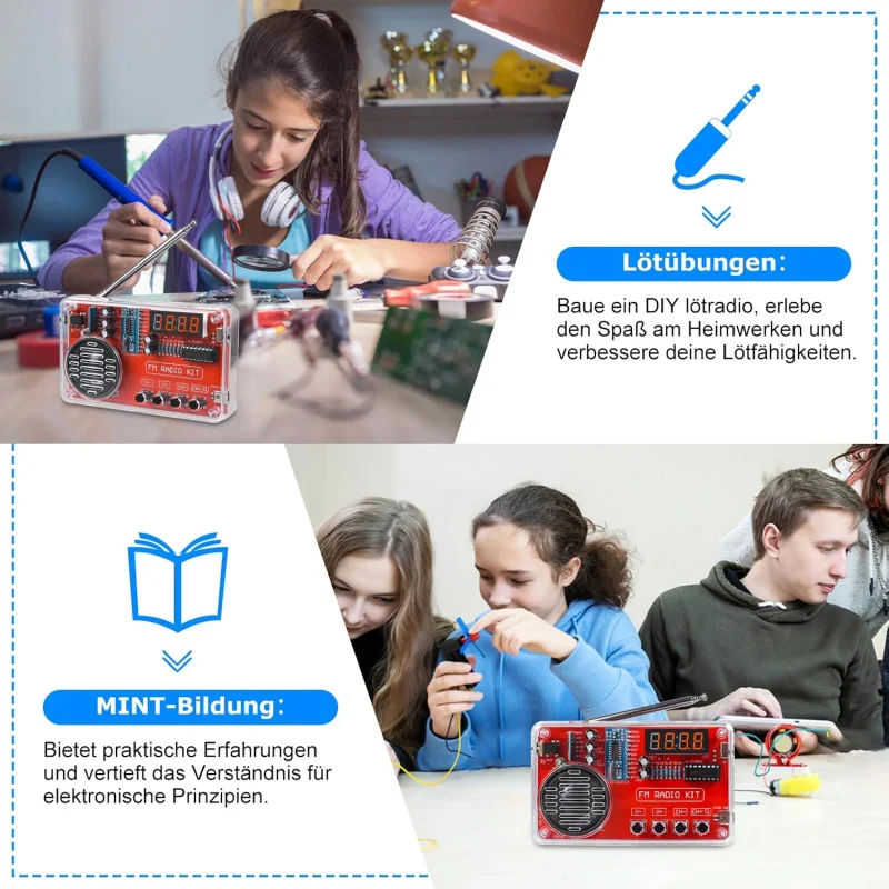 مجموعة راديو FM DIY مع سماعات الرأس وشاشة عرض رقمية USB، مناسبة للتعليم والتعلم وممارسة اللحام بنفسك