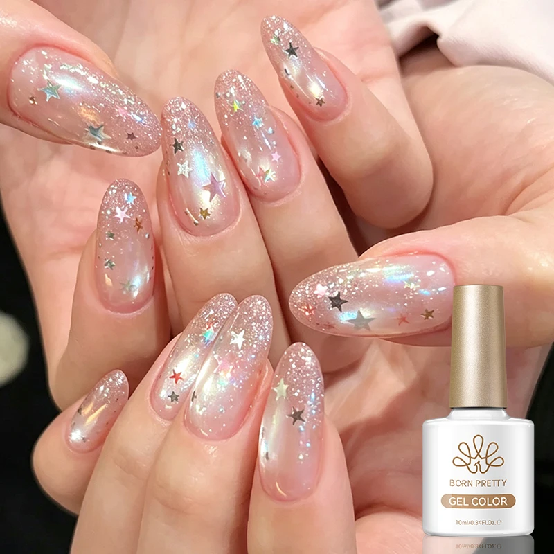 BORN PRETTY 10ml Sternen-Pailletten Katzen-Magnetgel Nagellack Glitzer Reflektierend Semi-Permanent Aushärtbar UV LED Gel Dunkle Glitzer Maniküre – Detail 1