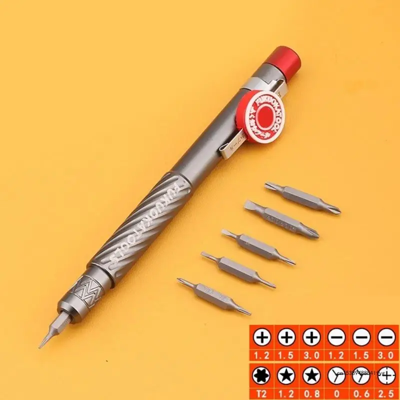 Pen Pocket Mini Screwdriver with 6 Double End Bits Repair Tools