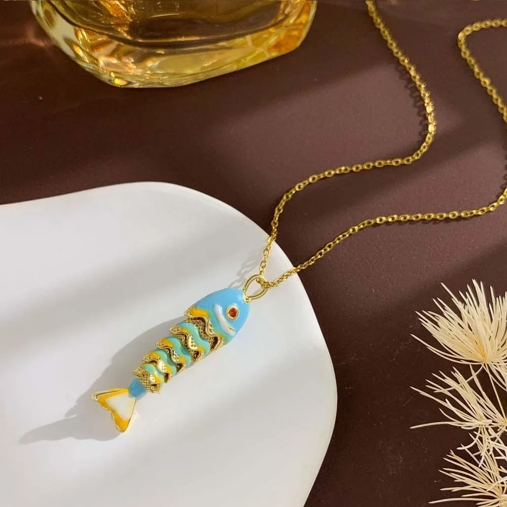 Carp Plated Enamel Fish Charms Jewelry Accessories 3D Brass Colorful Small Koi DIY Pendants Waterproof Movable Mini Metal Fish view 3