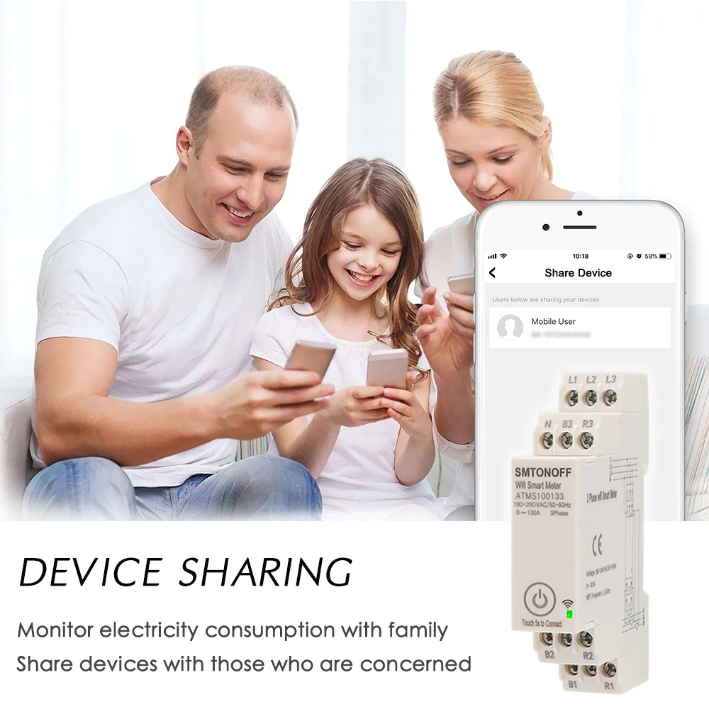 WIFI Tuya 100A Dreiphasiger Intelligenter Energiemonitor mit Externem Stromwandler CT 380V /415V 50Hz 60Hz – Detail 6