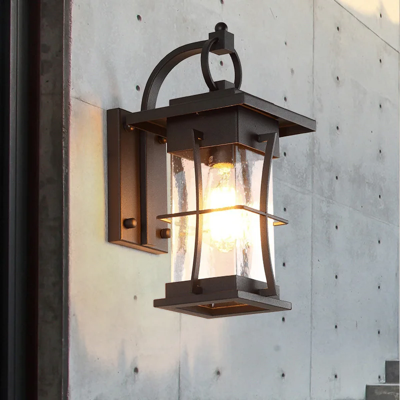 

American Outdoor Waterproof Wall Light Minimalist Modern Villa Exterior Wall Courtyard Glass Lamp Corridor Balcony Outdoor Light