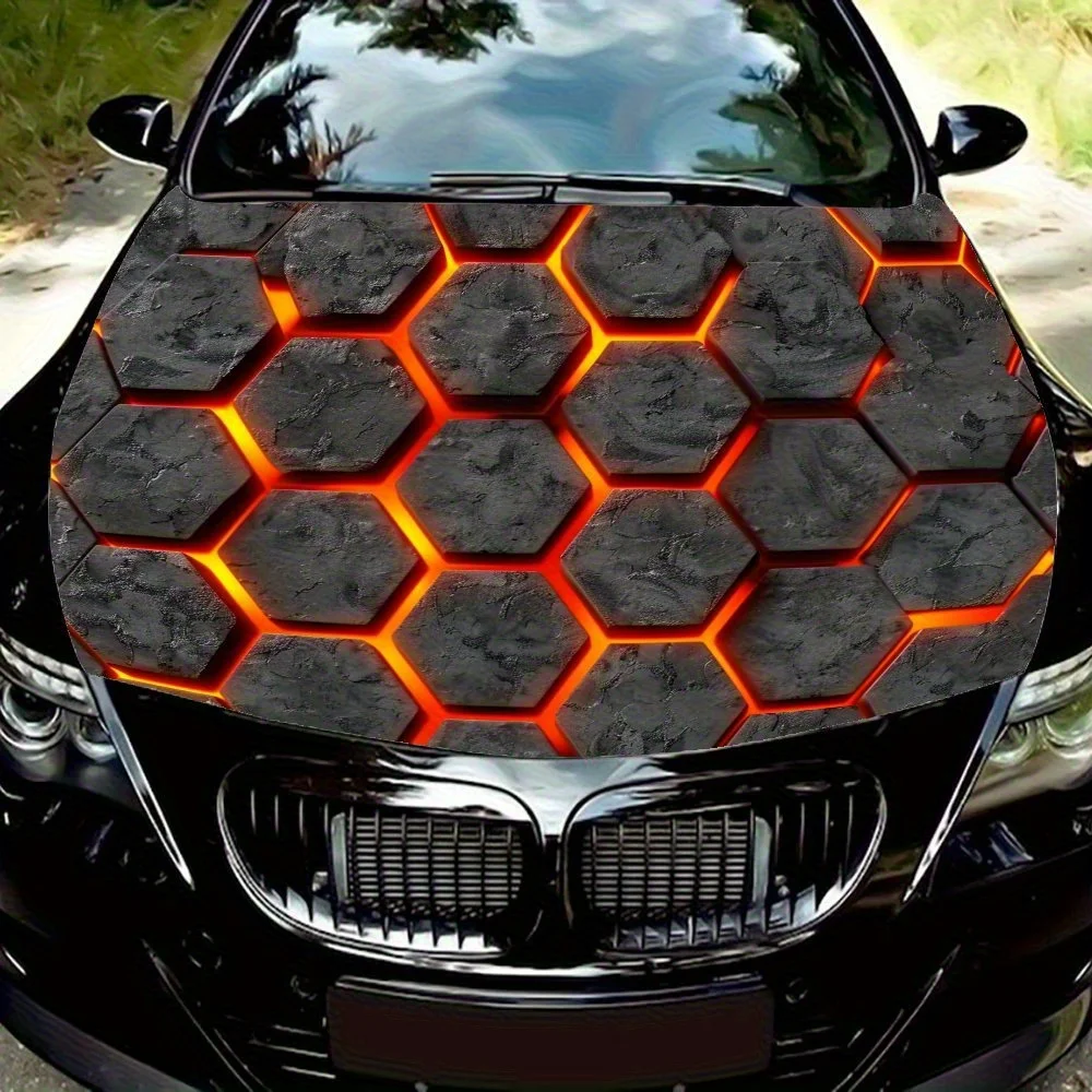 

Honeycomb Pattern Car Hood Vinyl Stickers Wrap Vinyl Film Engine Cover Decals Sticker Universal Car Hood Protective Film，Gift