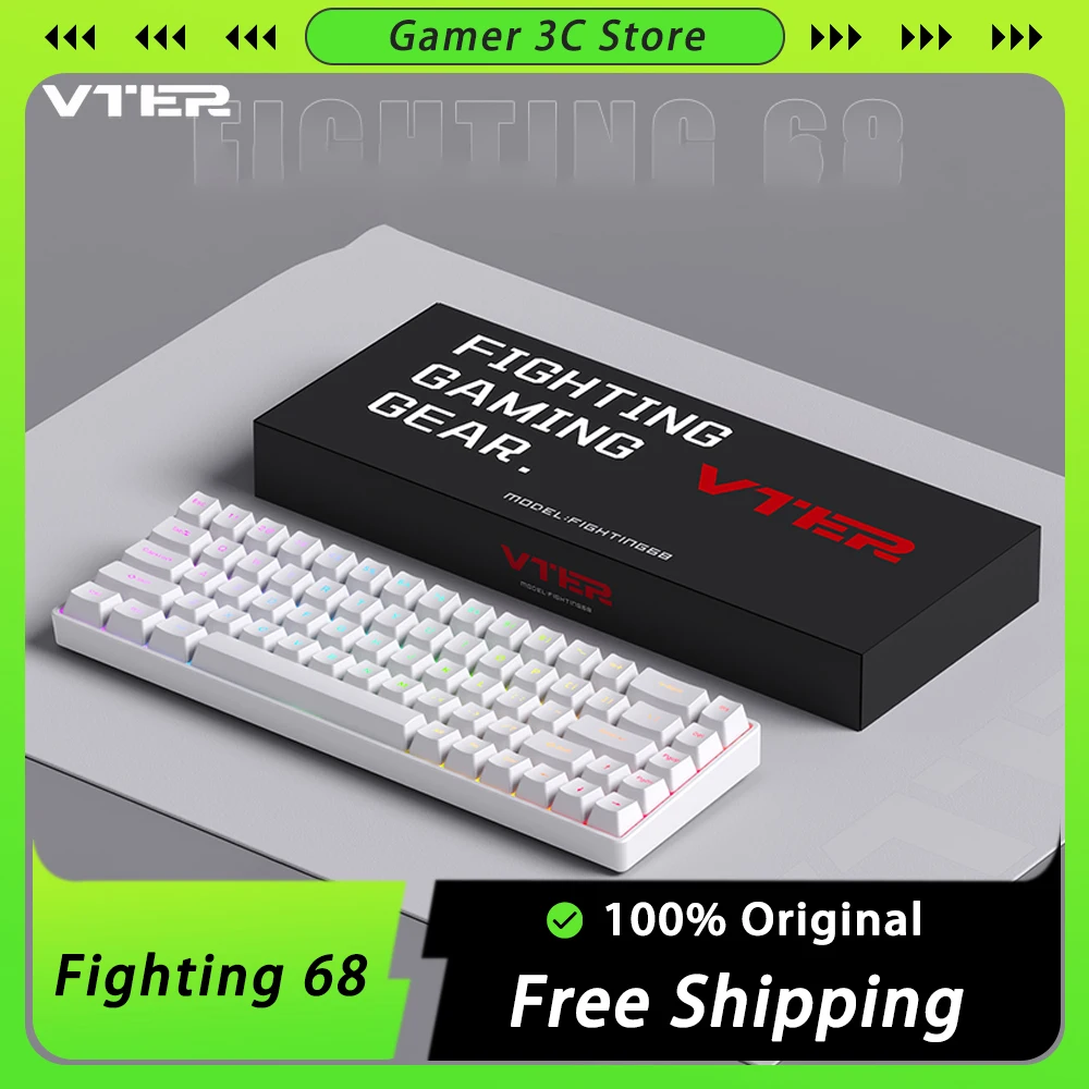 

VTER Fighting 68 Magnetic Switch Keyboard Hot Swap Wired 68 Key Low Latency RGB Gaming Office PC Mechanical Keyboard Custom Gift