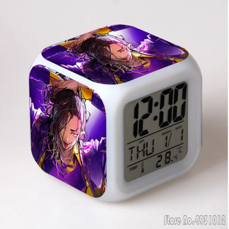 Anime Tokyo Kids Cool Alarm Clock Creative Student 8x8x8cm LED Cube with Colorful Light Display Time Week Month