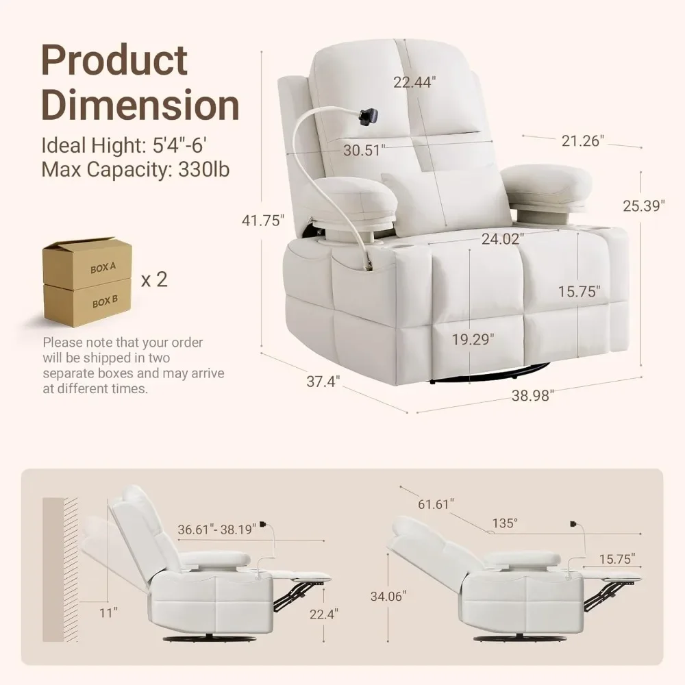 Lullapod Pro Oversized Rocking Chair Nursery with Adjustable Armrests, Electric Glider Nursing Chair for, Customized