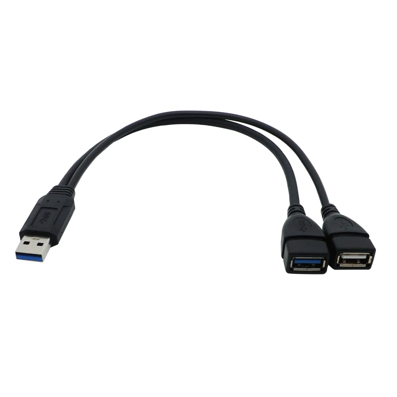 38cm 30cm USB 2.0 3.0 male to Dual USB female Extra Power Data Y One Point Two Extension Cable Computer Adapter Cable