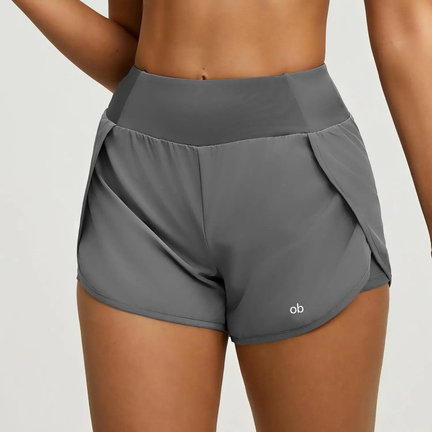 2026 Women's Fake Two-Piece Sport Shorts with Side Pockets, Anti-Slip Design, Loose Fit for Running, Fitness, and Yoga