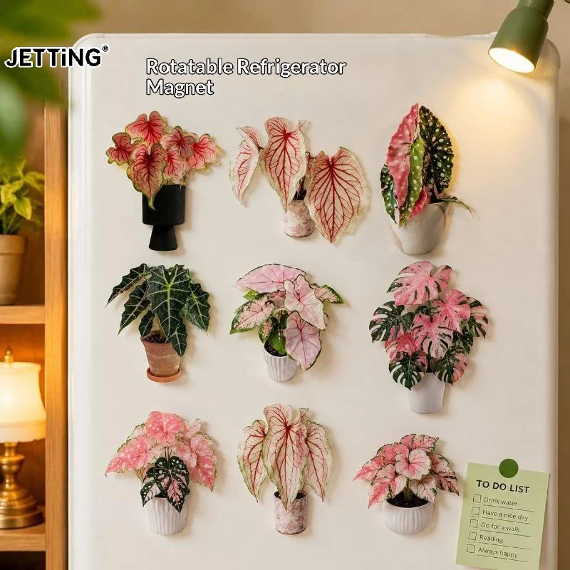 Rotatable Mini Artificial Plant Fridge Magnets Realistic Leaf Design For Home Kitchen Office Decor