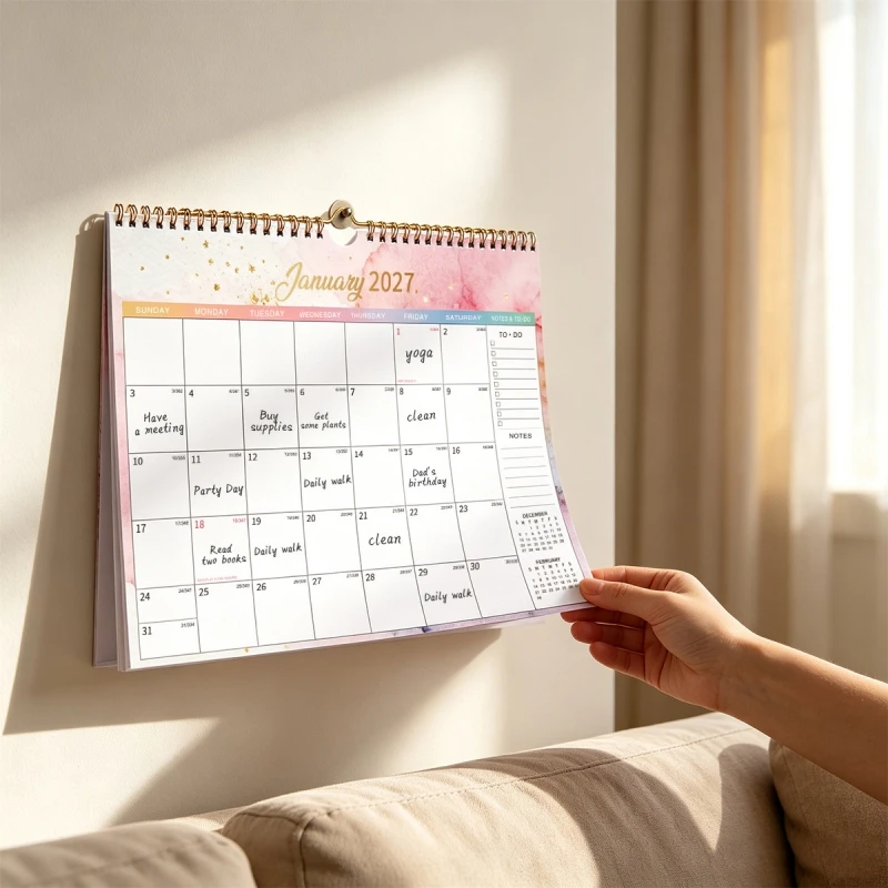 2027 Wall Calendar Magnetic Monthly Planner 12Month Hanging Calendar with Large Grid To Do List Schedule Organizer Habit Tracker