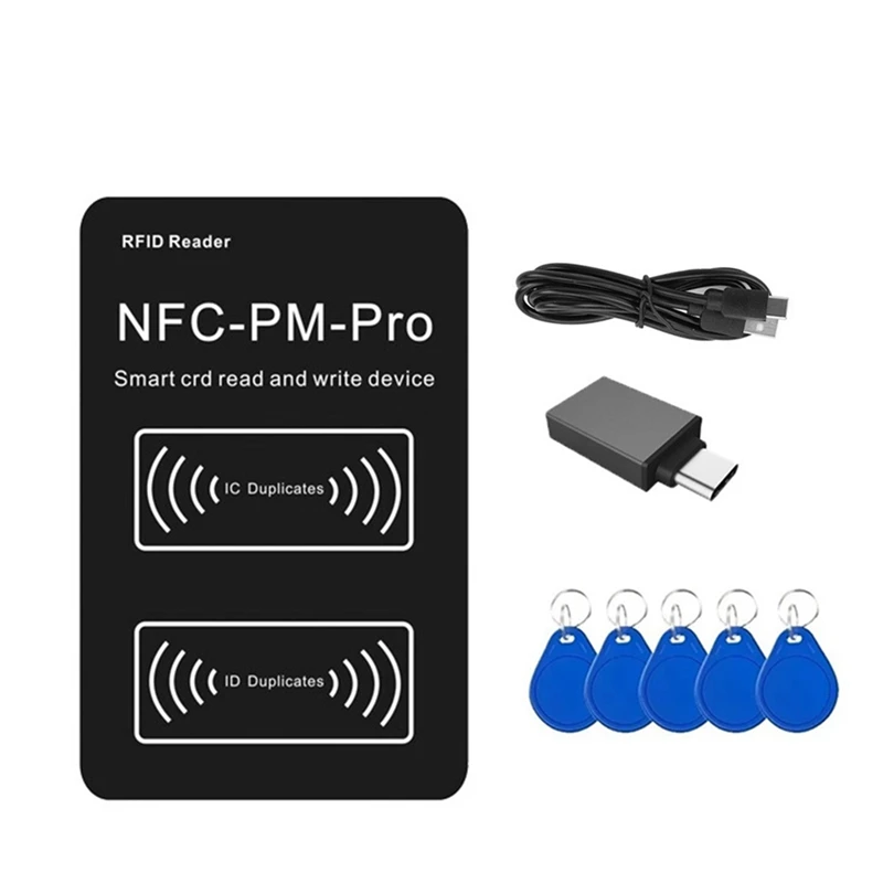 

RFID Smart Chip Reader PM PRO Decoder+5XCUID Keychain NFC Key Copier 13.56Mhz 125Khz Badge Write Token ID IC Tag Clone