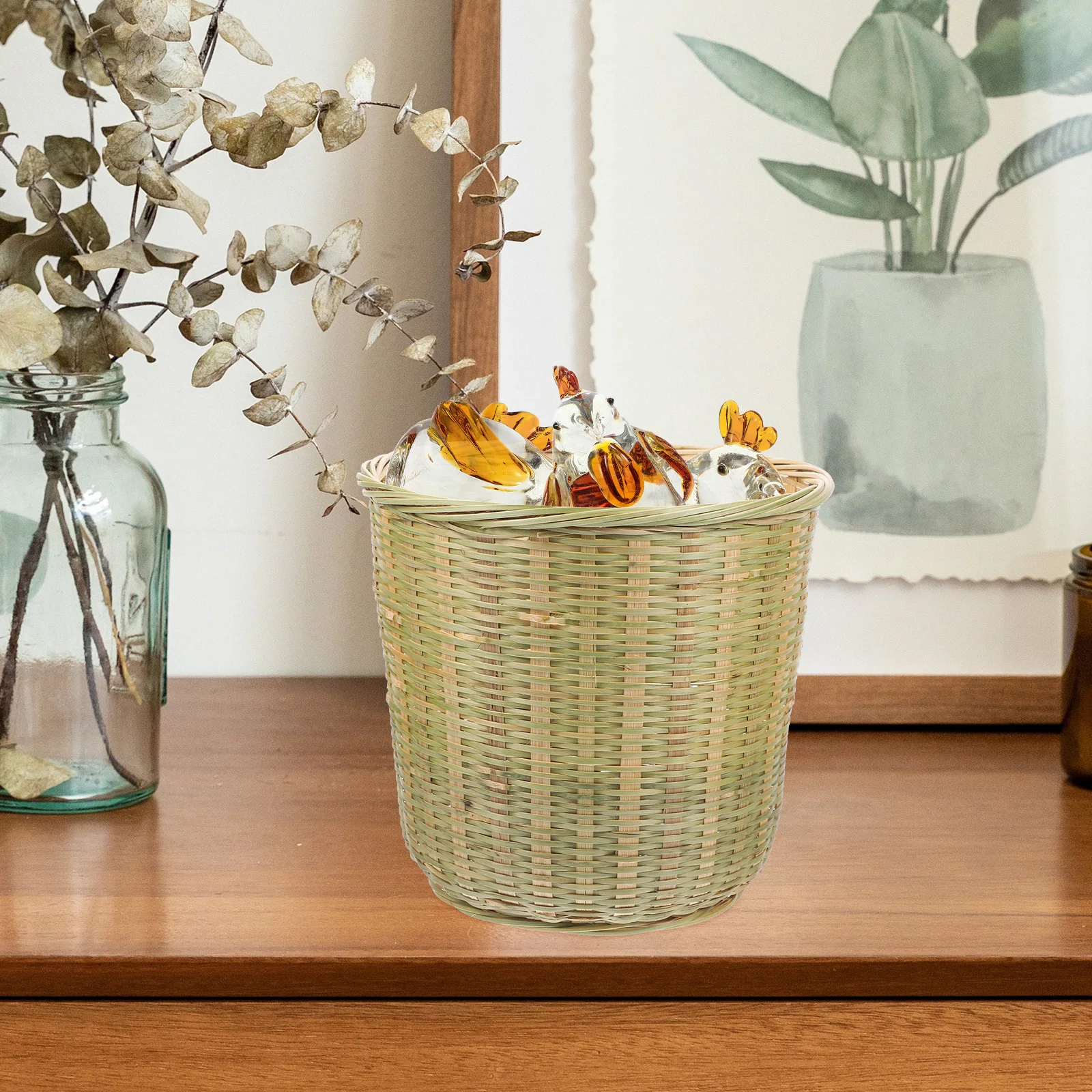 

Multifunctional Bamboo Woven Storage Basket Lightweight Organizer For Home Fruit Snacks Sundries Holder Vegetable