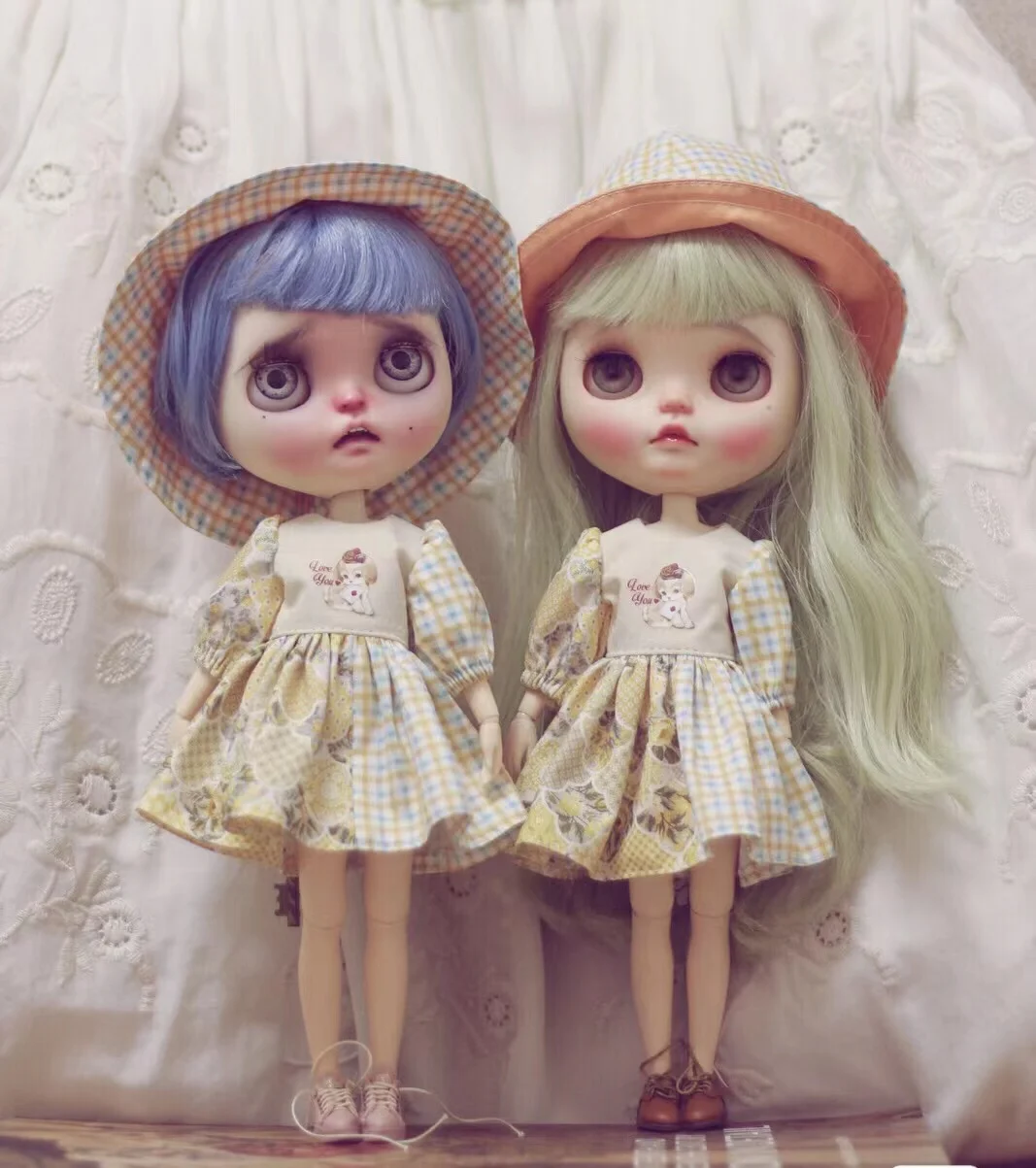 BJD Blythe Spring dogs skirt dress Suit For 1/6 30cm Blythe Dolls (Fit for Pullip,Ob24, Licca)