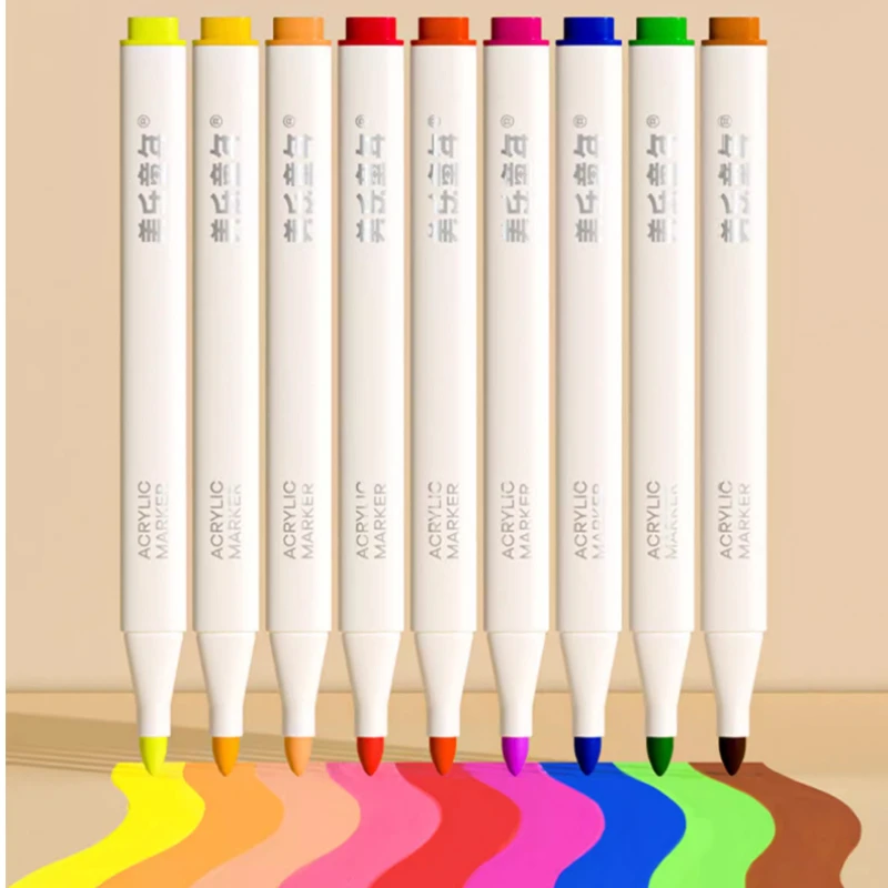 12/24/36 Colors Acrylic Paint Marker Pens Dual Tip Paint Markers Art Painting Dot Pen Portable Coloring Marker Pen Fast Drying