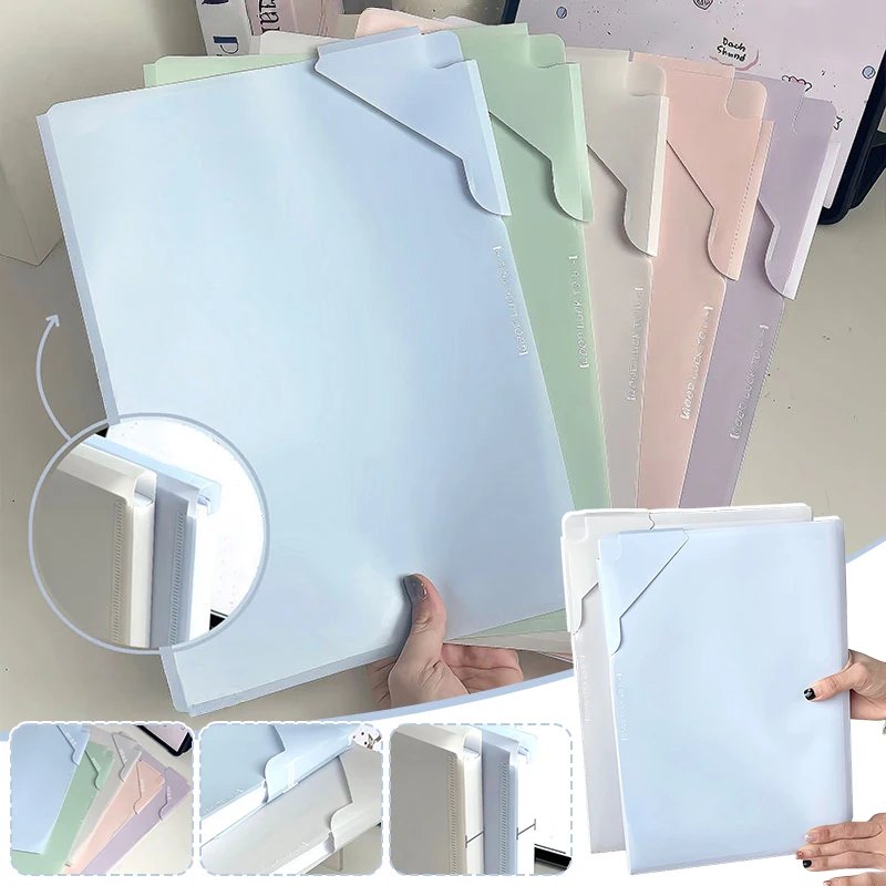 

5PCS A4 Folder Documents Loose-Leaf Notes Book Student Test Papers Organize Large Capacity Korean Simple Office School Supplies