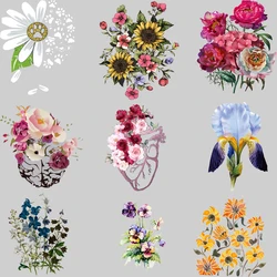 Flower Transfer Heat Transfer Stickers Wholesale Thermo Stickers DIY Washable Top Iron on Patches Termoadhesivos Para Ropa
