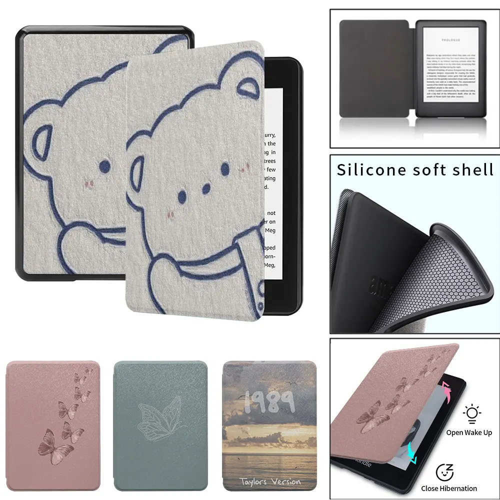 kindle case paperwhite3th 4th 5th Silicone soft shell  funda 2021 11th  8th generation simple pattern 2022kindle youth edition