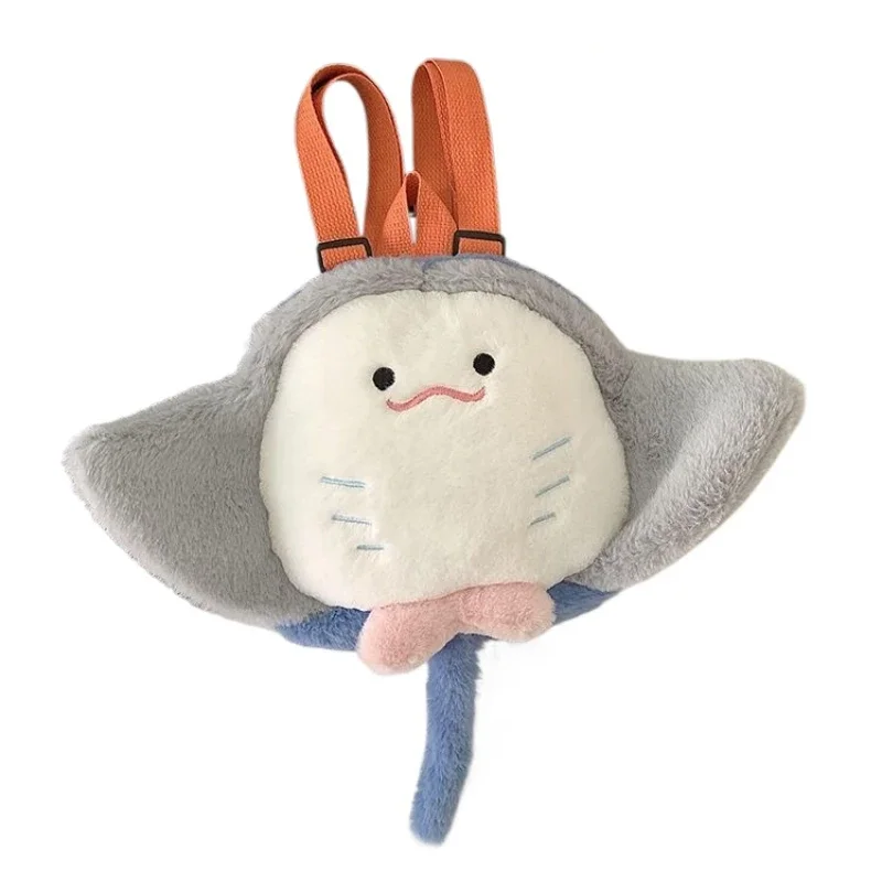 Japanese Cute Cartoon Manta Ray Plush Kawaii Doll Backpack Storage Bag School Bag Mini Kids Backpacks Girl Women Bag