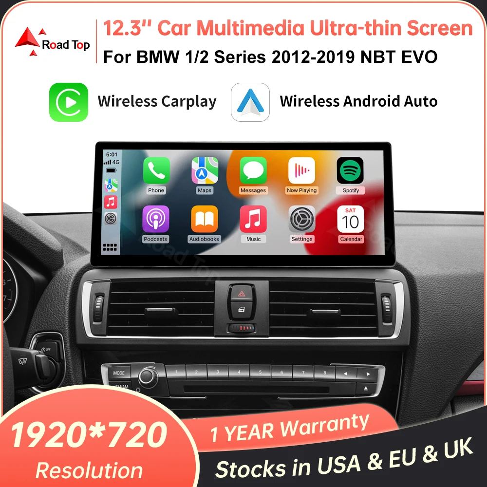 12.3'' Ultra-thin Linux Screen Car Multimedia Display For BMW 1 2 Series F20 F21 F22 F23 NBT EVO Wireless CarPlay Android Auto