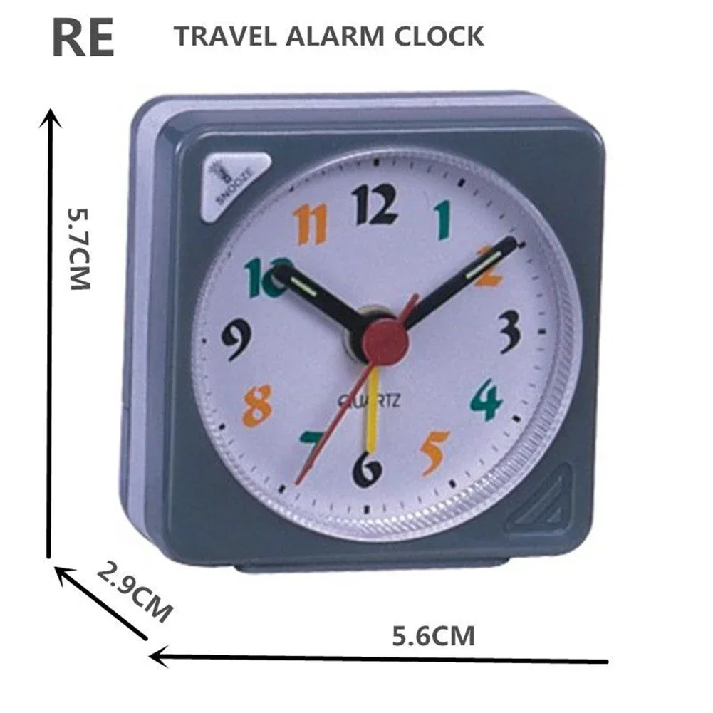 Nightlight Design Mini Non Ticking Bedroom  Travel Plastic Battery Operated Home Decoration Desktop Alarm Clock