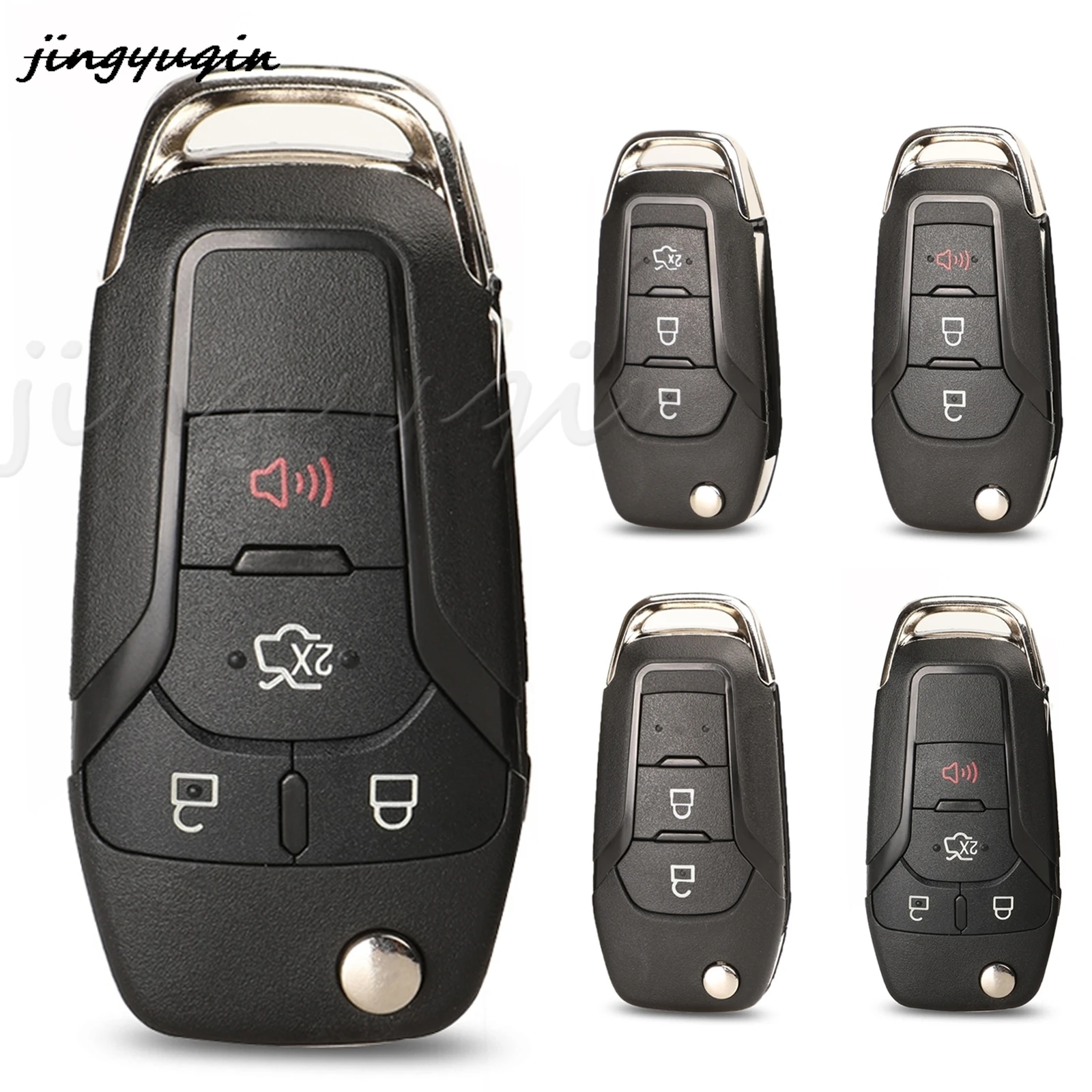 jingyuqin 10pcs 2/3/4BTN Flip Folding Remote Car Key Shell Case Fob For Ford Focus Fusion Mk2 Mk7 Explorer Ranger HU101 Blade