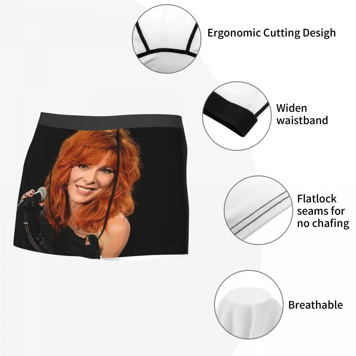 Custom Mylene Farmer Underwear Men Stretch French Singer Boxer Briefs Shorts Panties Soft Underpants For Homme