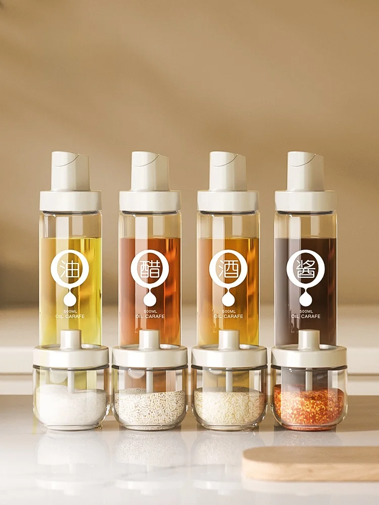 

Leakproof Glass Oil Bottle Kitchen Home Use Seasoning Jar Auatic Opening And Closing Sauce Vinegar Condiment Bottle