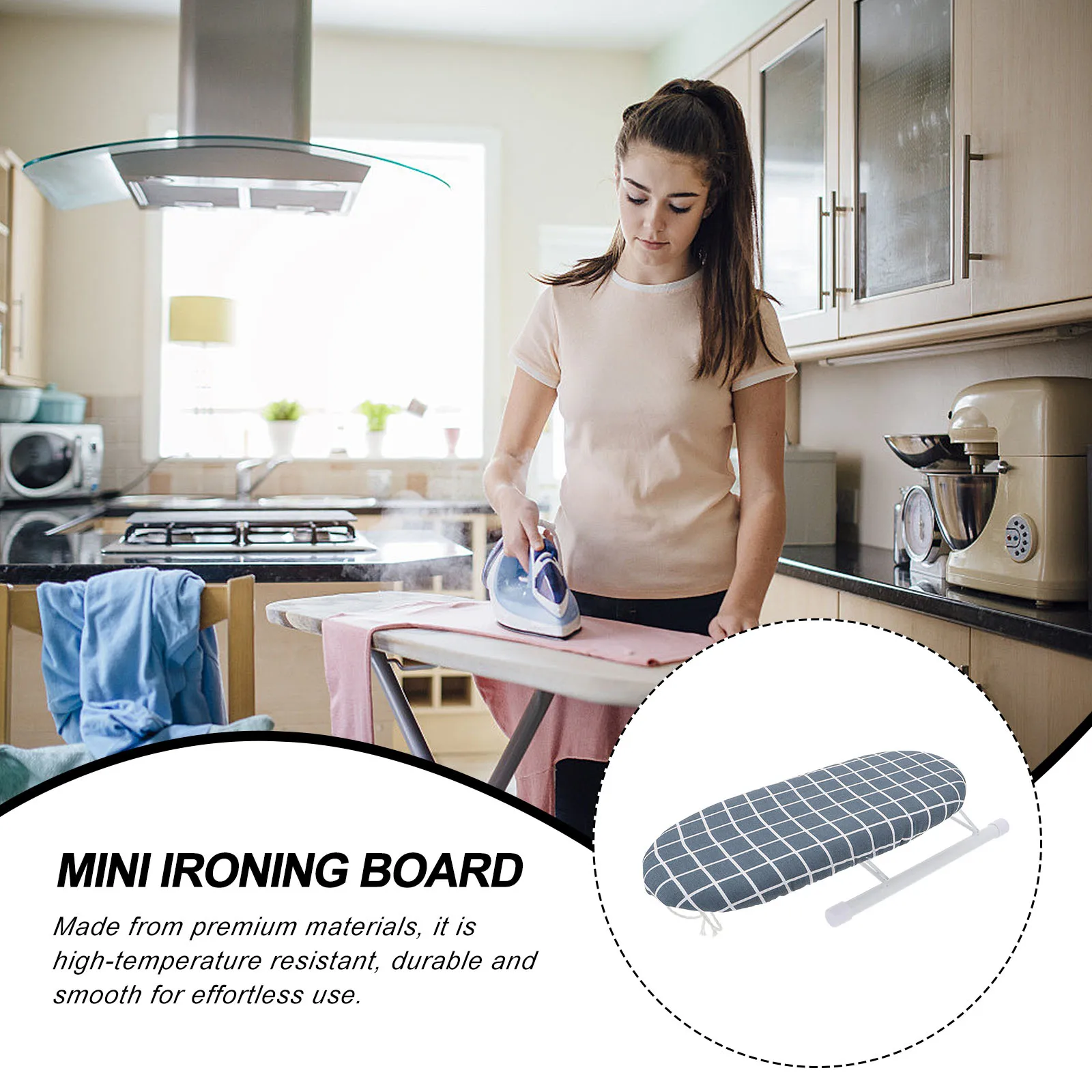 

Mini Ironing Board Foldable Travel Size Pad for Clothes Cuff Collar Sleeve High Temp Resistant Thick Material Storage