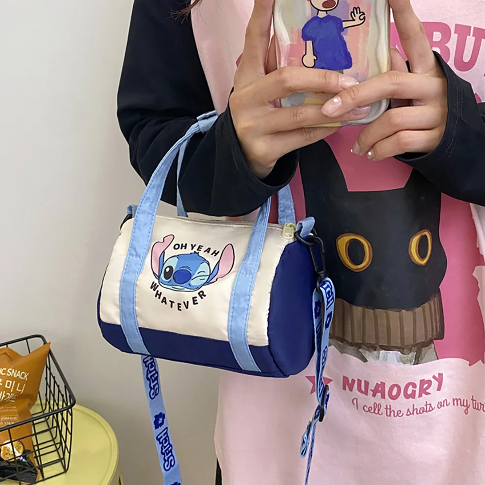 Bolso tipo cubo de lona de punto, bolso bonito de dibujos animados, bolso cruzado informal que combina con todo, bolso de mano portátil de Anime,