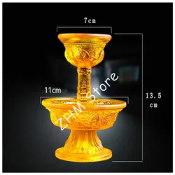 13.5cm Yellow Resin Eight Auspicious Symbol Sacrificed Cups Set, Tibetan Buddhist Putting Decorate Ornaments