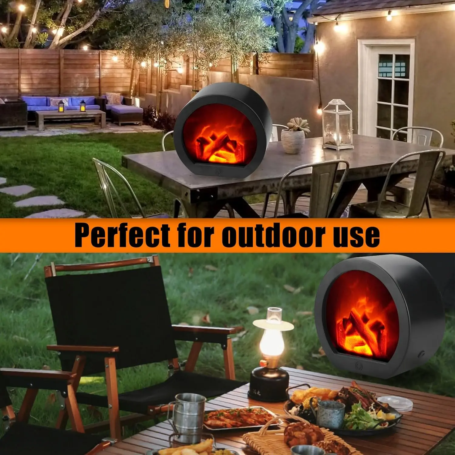 Fireplace Flame Light, Fake Fireplace LED Table Lights USB or Battery Power Lamp for Holiday Winter Gift Party Warm Home Decor