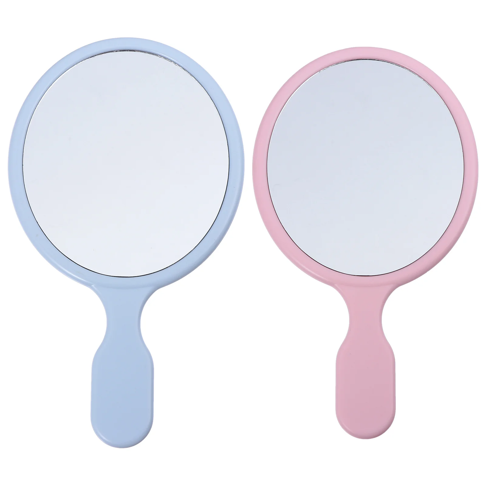 

2Pcs Handheld Makeup Mirrors Portable Compact Mirror Blue Pink Durable Vanity Mirror for Travel Women