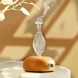 Diffuseur d'huiles essentielles sans eau, diffuseur de parfum d'aromathérapie, nébuliseur d'arôme en verre de bois, vaporisateur pour la maison