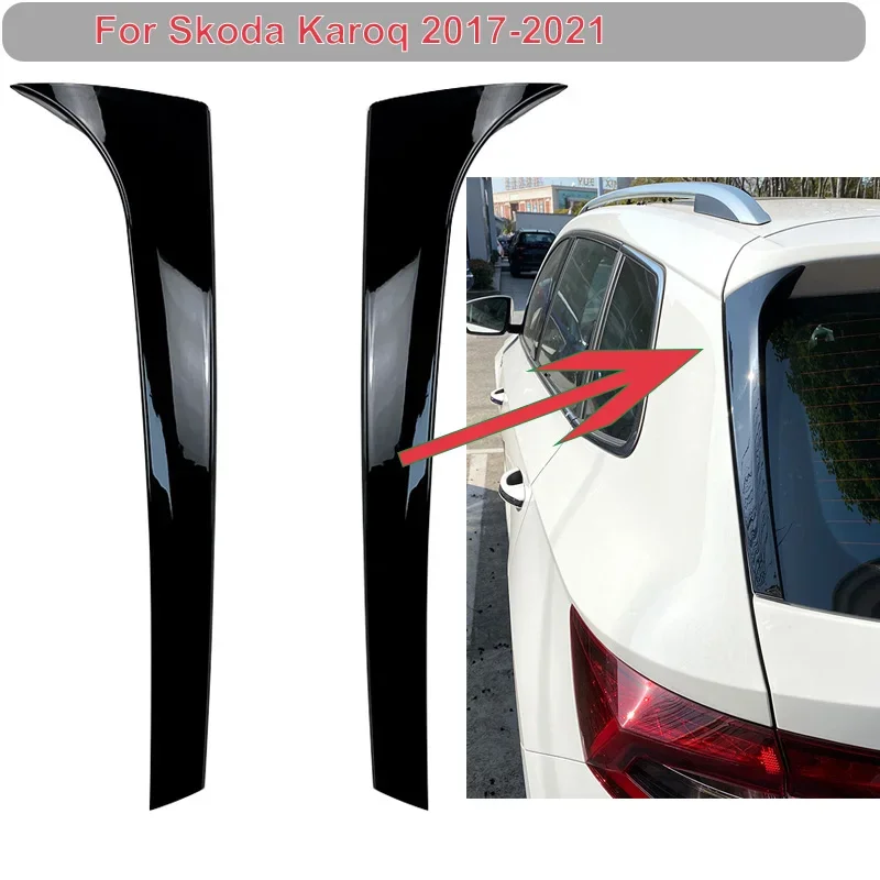 

2PCS Rear Window Deflector Wing Side Splitter Spoiler Stickers For Skoda Karoq 2017-2021 Trim Cover Car Accessories Body Kit