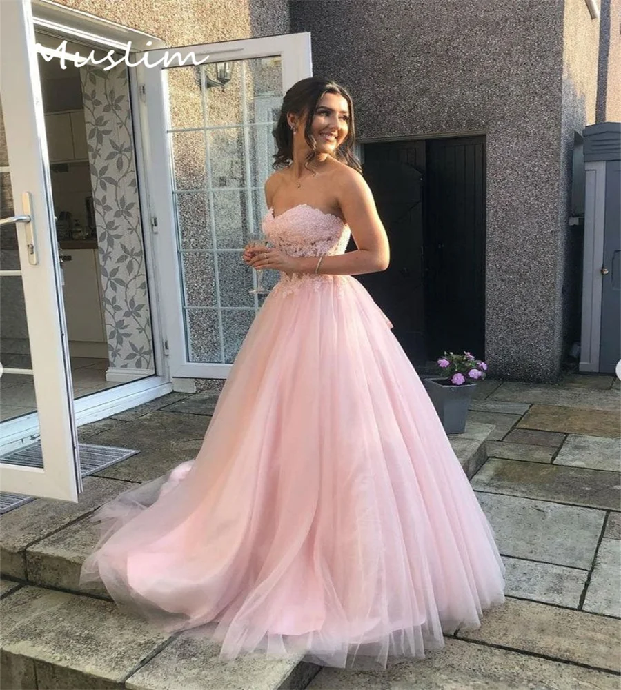 

Simple Pink Lace Evening Dress Sweetheart A Line Boho Prom Dresses 2023 Graduation Formal Dance Party Gowns Second Engagement