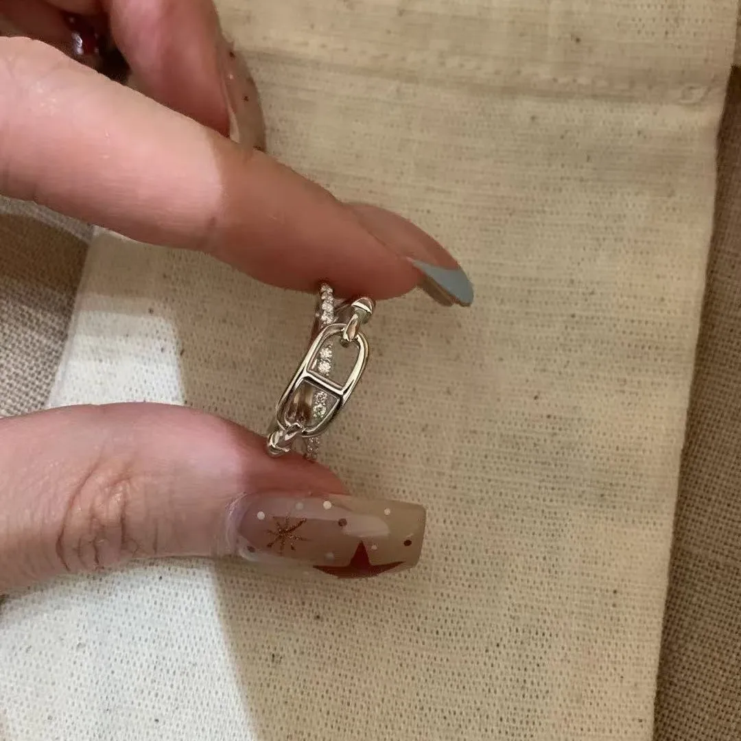 9999 gold pig-nose design-inspired full diamond cross-opening ring for women, in a cold and elegant style, a high-end ring