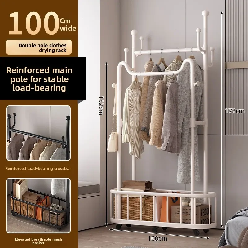 Compact Wardrobe Small Apartment Clothes Stand Clothes Rack Stand Coat Rack Freestanding Bedroom Living Room Drying Rack