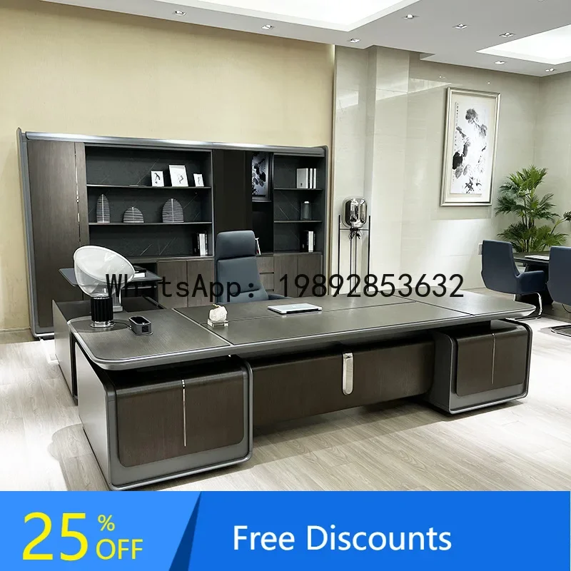 O2-10  Smart Adjustable Executive Desk High-End Elegant Boss Desk President Desk Wireless Smart Office