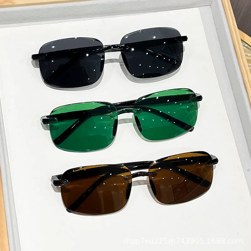 Rimless Stylish Trendy Sunglasses Minimalist Daily Casual Sun Glasses Accessory PC Everyday Eyewear view 3