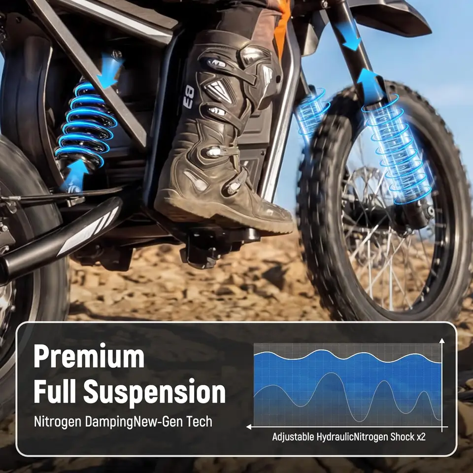 E8 Electric Dirt Bike for Teens Adults, 400W Peak Mid-Drive Motor E Dirt Bike, 40MPH Electric Motorcycle with 48V 23Ah Battery, image 6