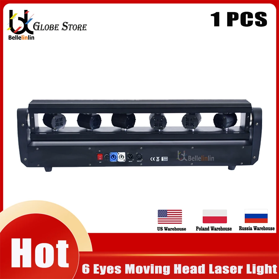 

0 Tax 1Pcs 6 Eyes Moving Head RGB Laser Bar Stage Effect Lighting For DJ Disco Party Events DMX Sound Modes Projector Fixtures