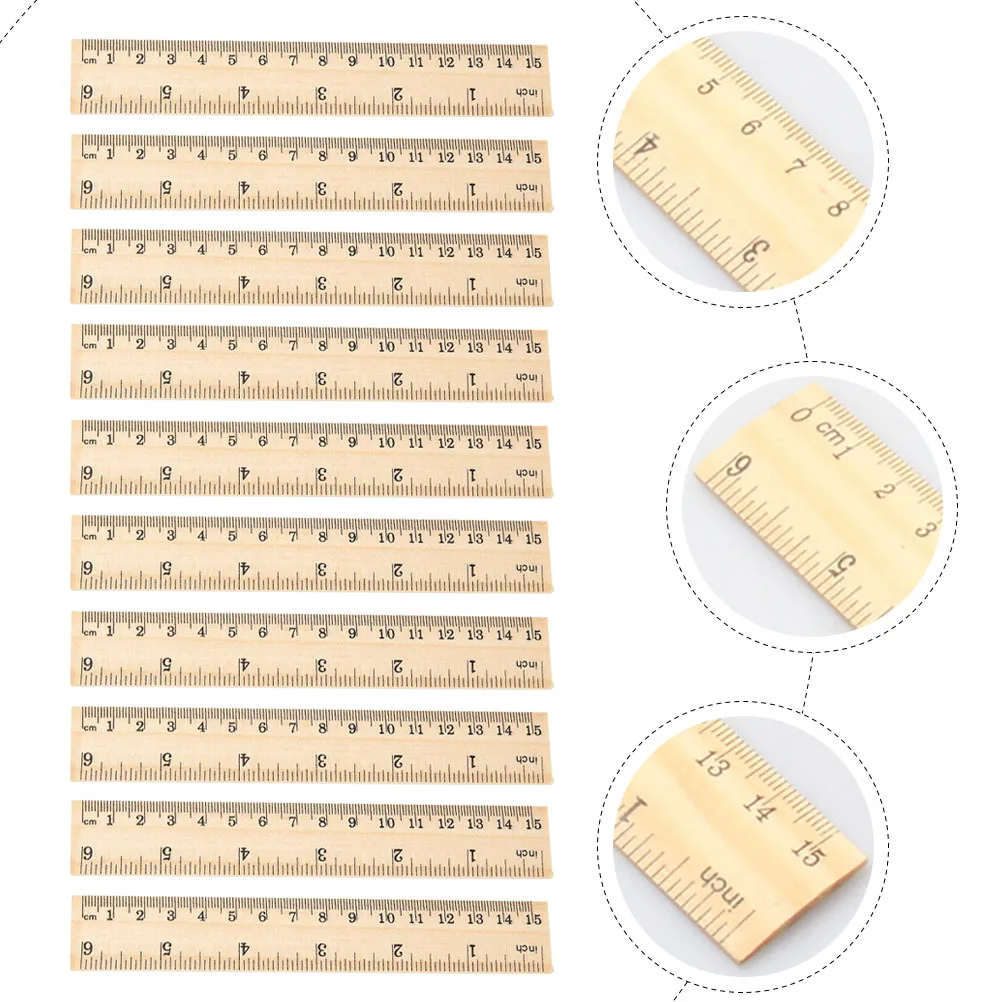 16Pcs Wooden Rulers Wood Straight Double Scale Rulers Ideal for School Office Surveying Mapping Drawing Supplies