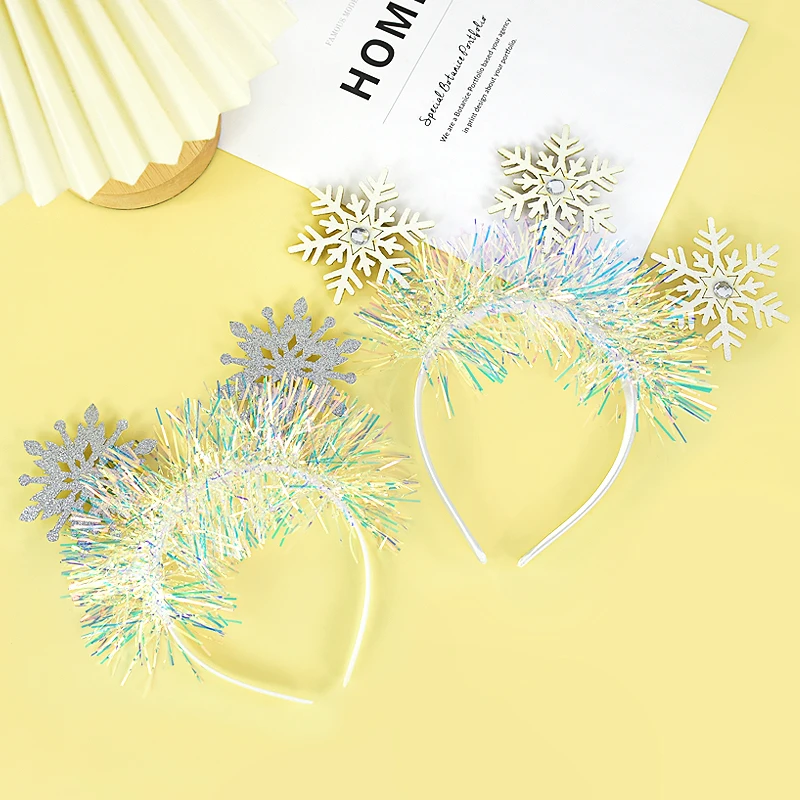 

Children's White Snowflake Shape Sequin Decorative Hair Holder Hoop Christmas Stage Performance Costume Props Hair Accessories