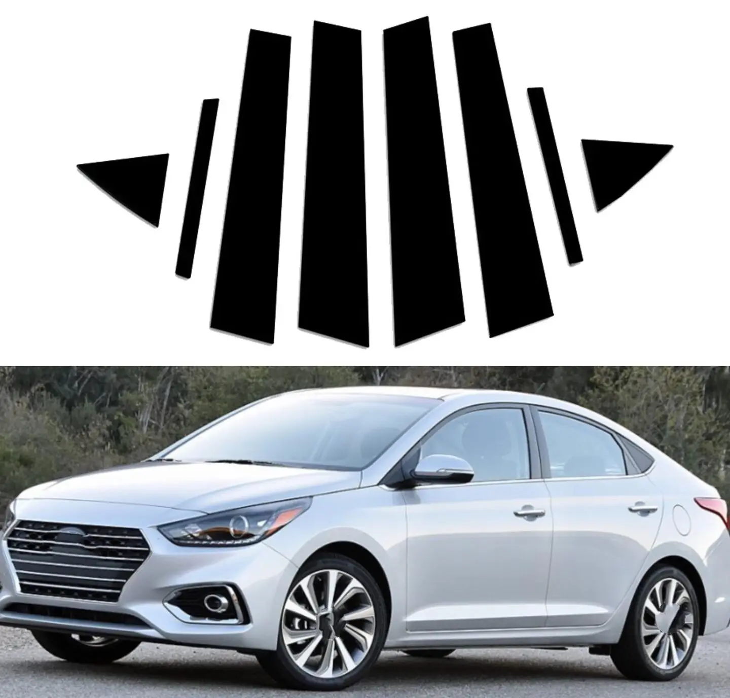 For Hyundai Accent Solaris Sedan 8PCS Polished Pillar Posts 2011 2012 2013 2014 -2018 Door Window Trim Stickers