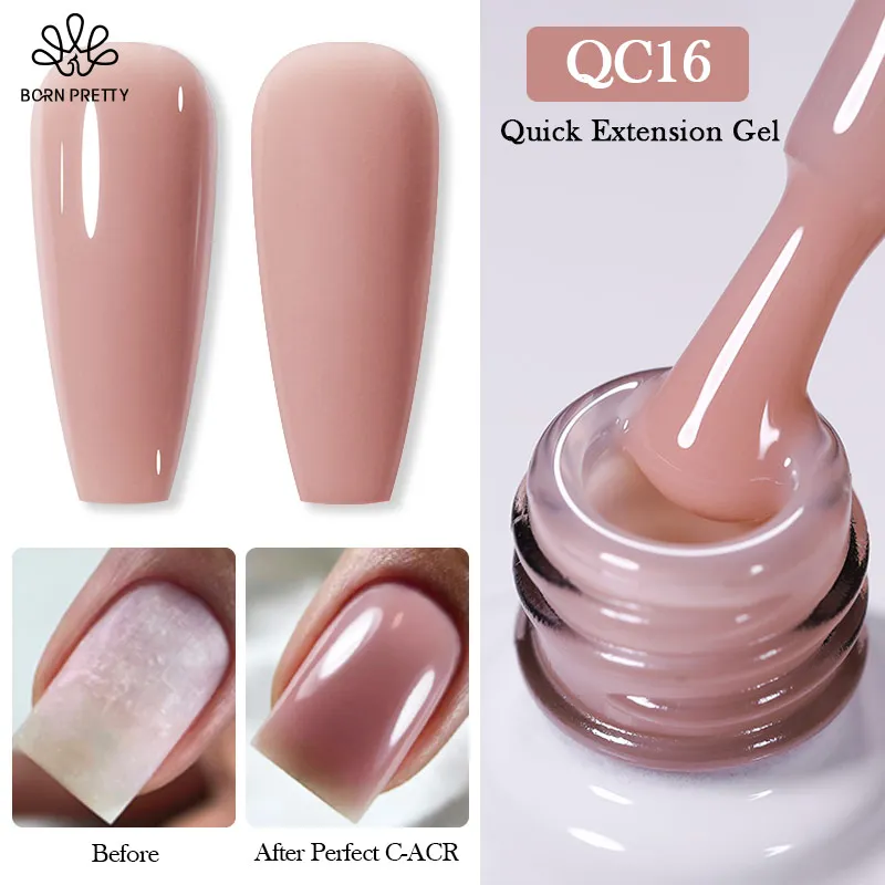 BORN PRETTY Jelly Nude Pink Quick Extension Gel Nail Polish Keep the Nail C-Arc Building the Nail Apex Varnis Semi Permanent